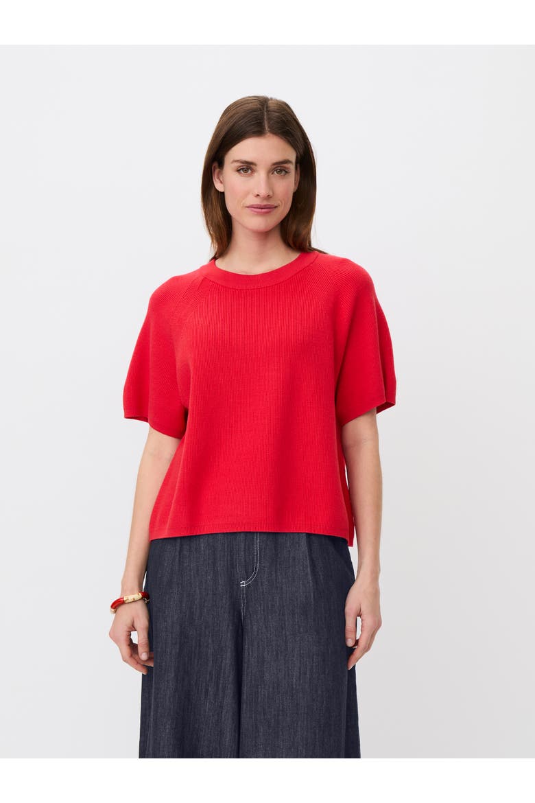 MaFokimia Short Sleeve Knit Blouse, Main, color, Poinsettia