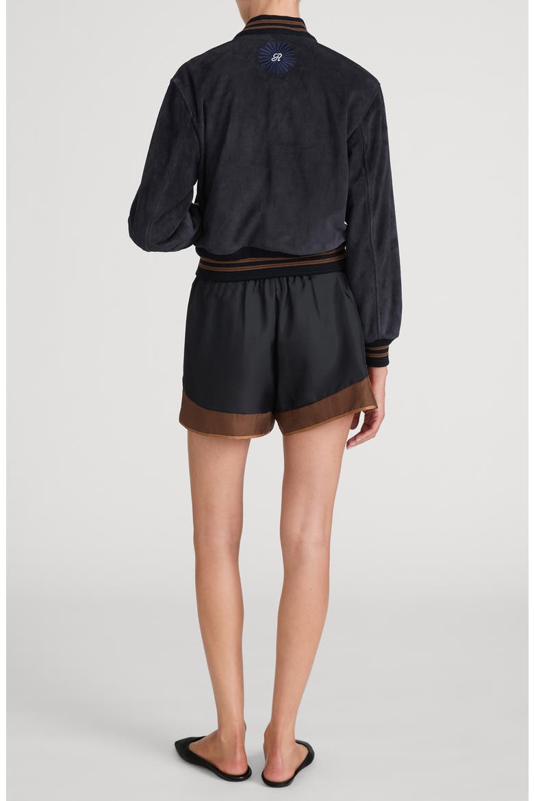x The Ritz Paris Varsity Silk Shorts, Alternate, color, DARK NAVY MULTI