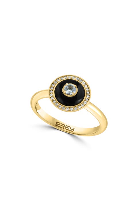 Diamond, White Sapphire & Onyx Ring