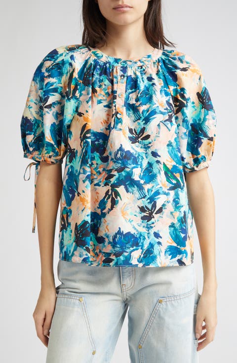 Vienne Floral Print Puff Sleeve Top