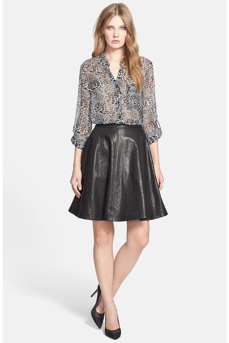 'Riley' Leather Skirt, Alternate, color, BLACK