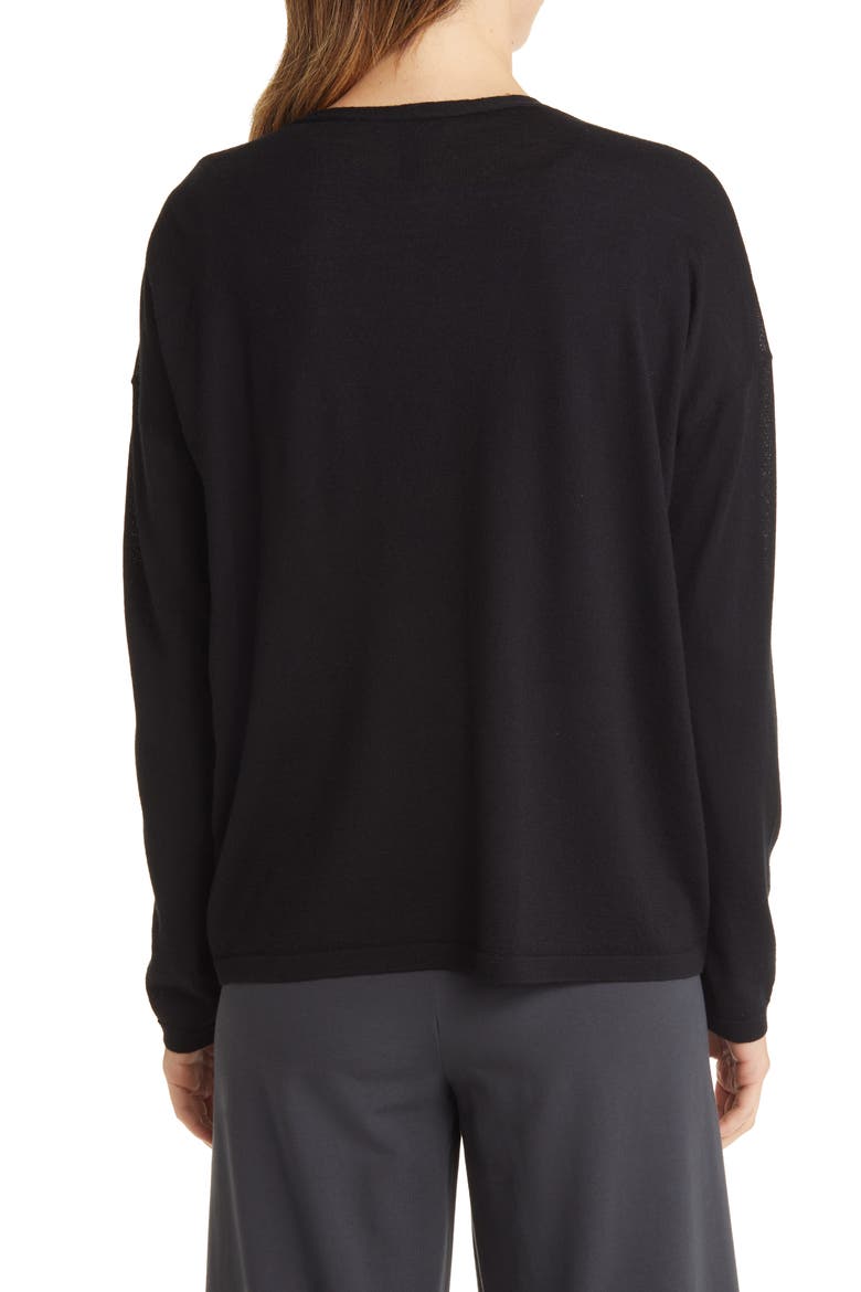 V-Neck Merino Wool Cardigan, Alternate, color, BLACK
