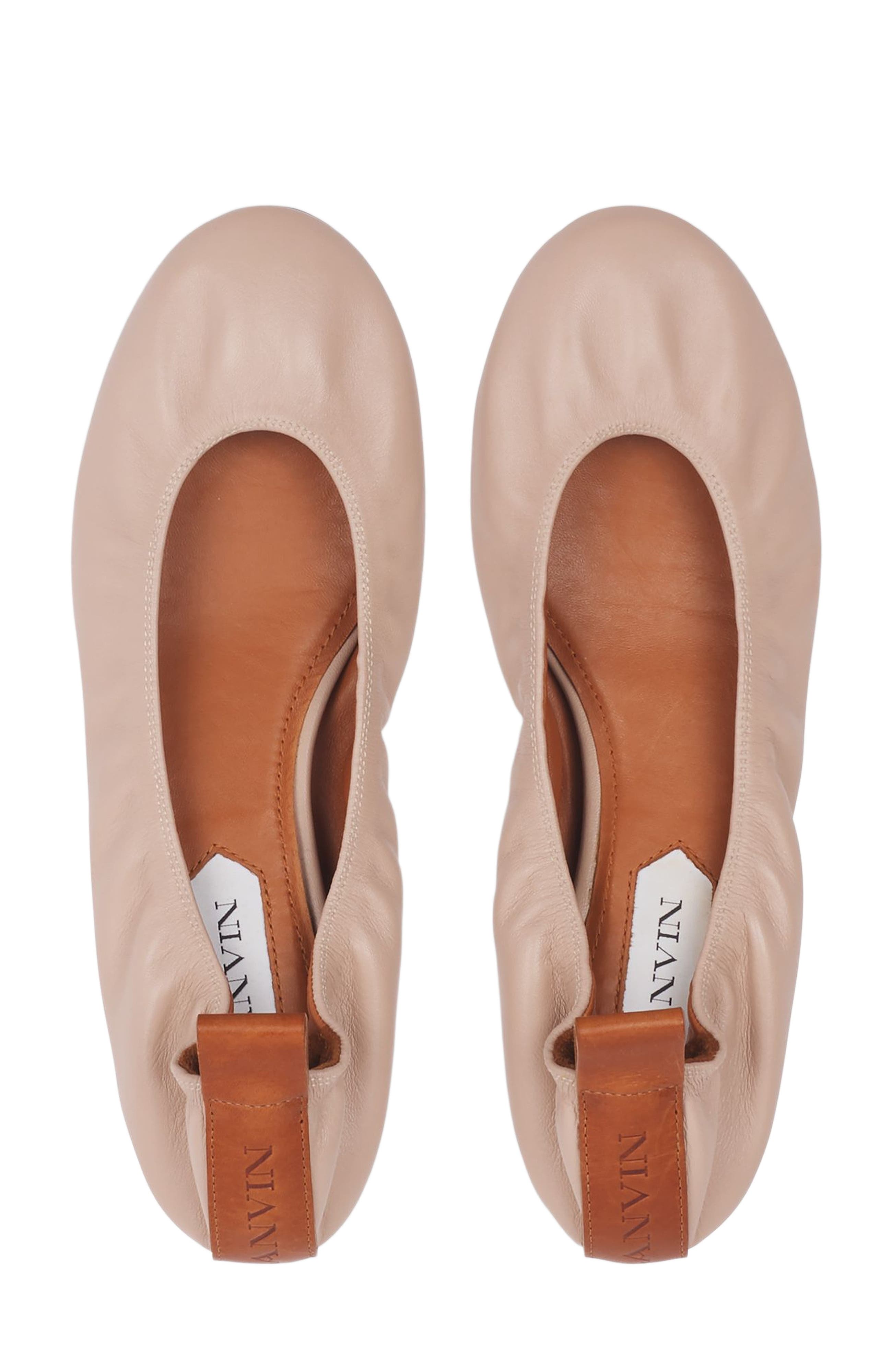 Lanvin THE LEATHER BALLERINA FLAT, Alternate, color, Dark Beige