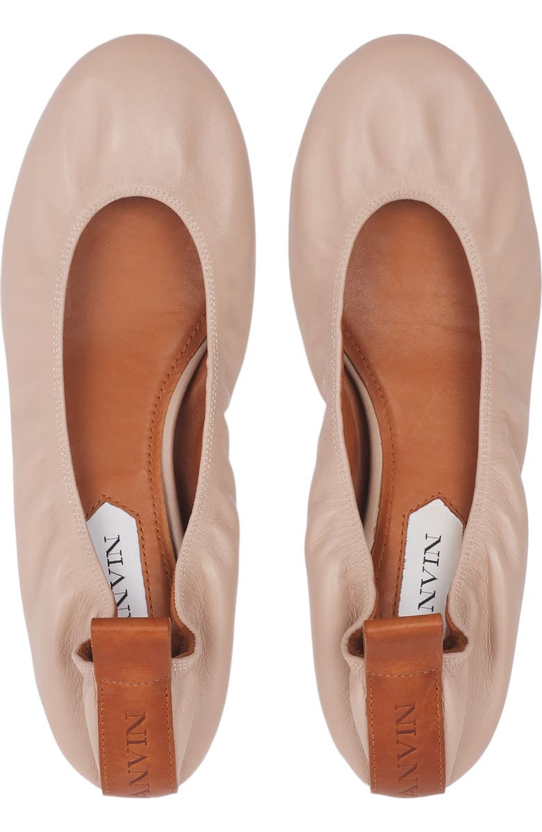 Lanvin THE LEATHER BALLERINA FLAT, Alternate, color, Dark Beige