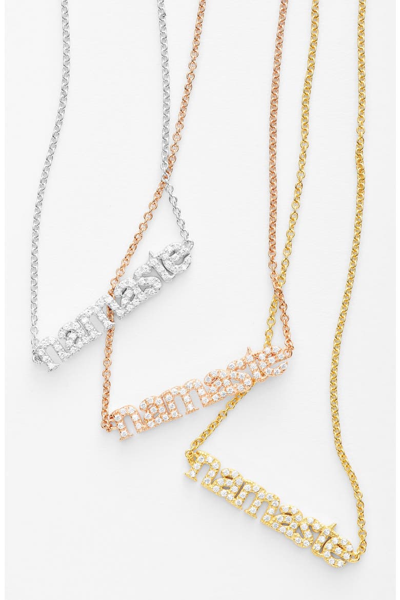 'Namaste' Pendant Necklace, Alternate, color, SILVER