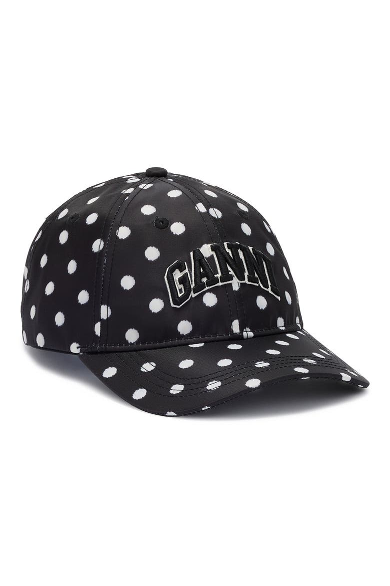 Logo Embroidered Recycled Nylon Baseball Cap, Main, color, BLACK