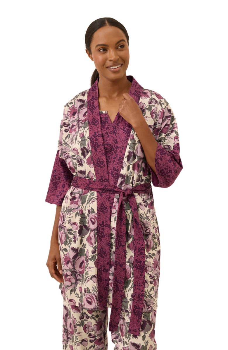Pact Organic Staycation Short Robe, Alternate, color, Gathered Garden