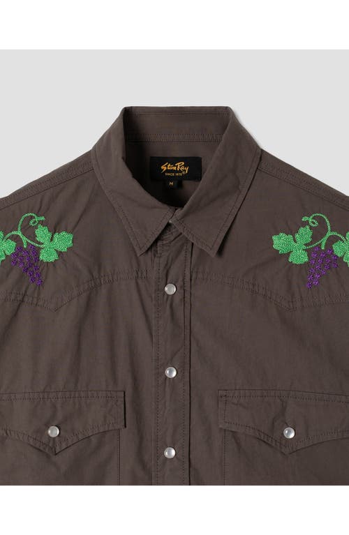 Stan Ray Embroidered Western Shirt In Washed Black Poplin