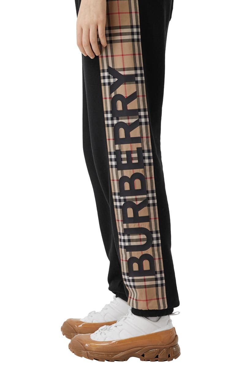 Burberry Raine Vintage Check Panel Cotton Track Pants, Alternate, color, 