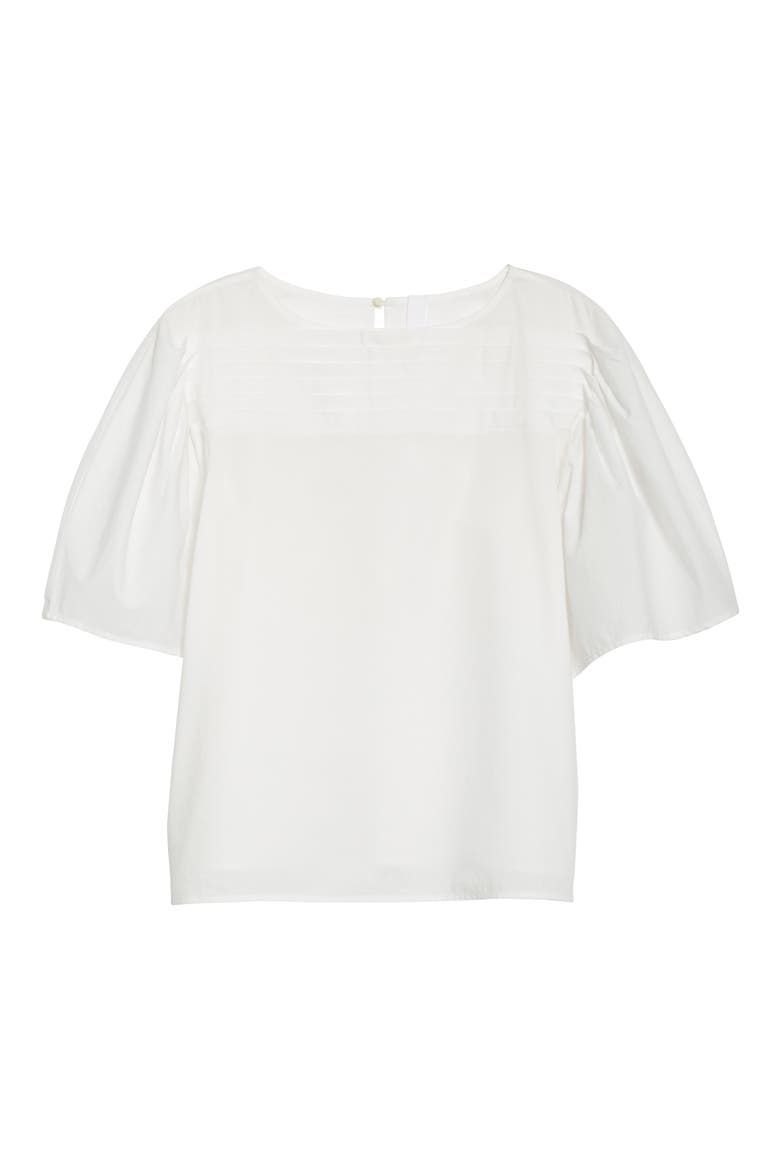 Canova Puff Sleeve Cotton PoplinTop, Alternate, color, WHITE