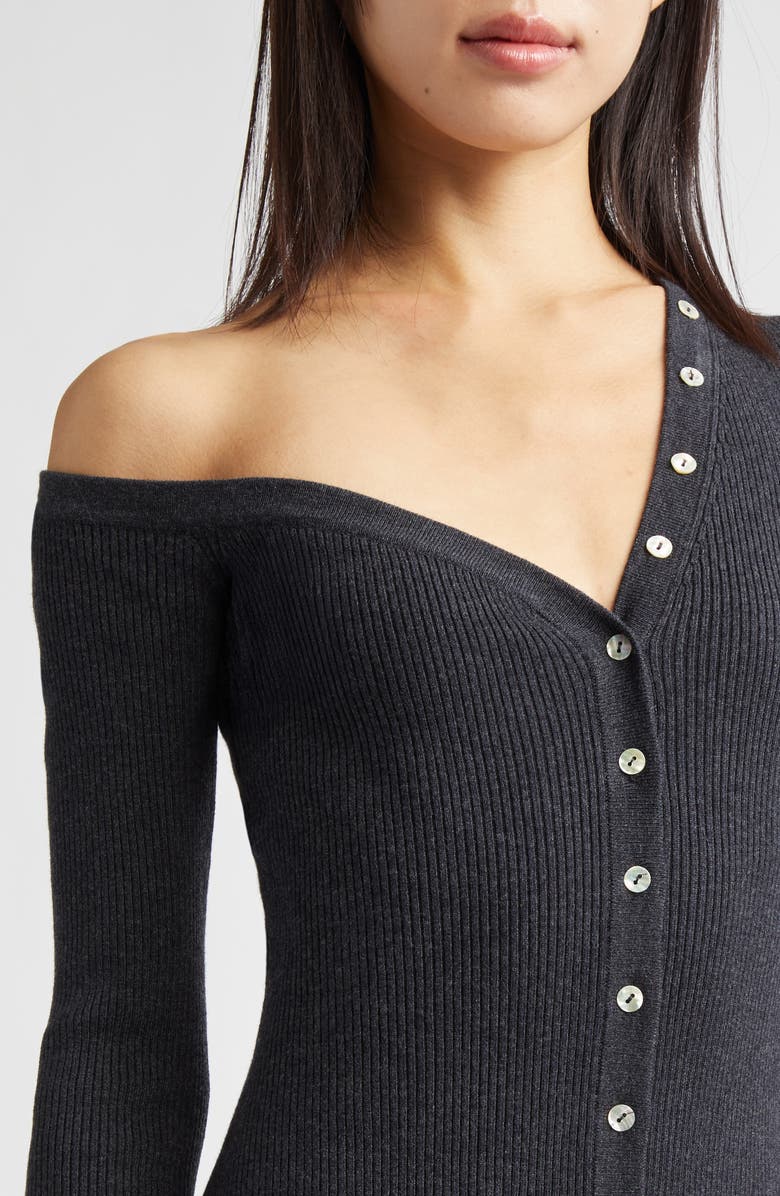 STAUD Craftsman Rib One-Shoulder Sweater Dress, Alternate, color, Nocturne