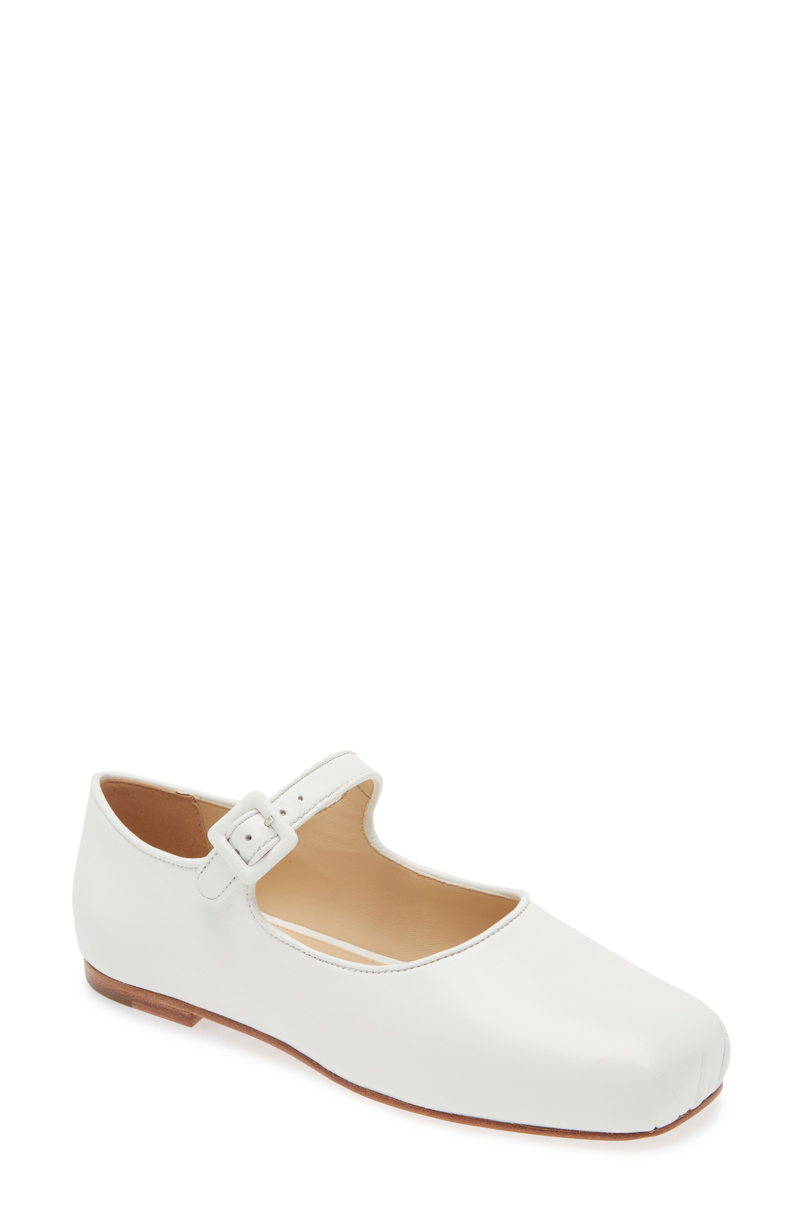Pointe Mary Jane Flat, Main, color, OPTIC WHITE
