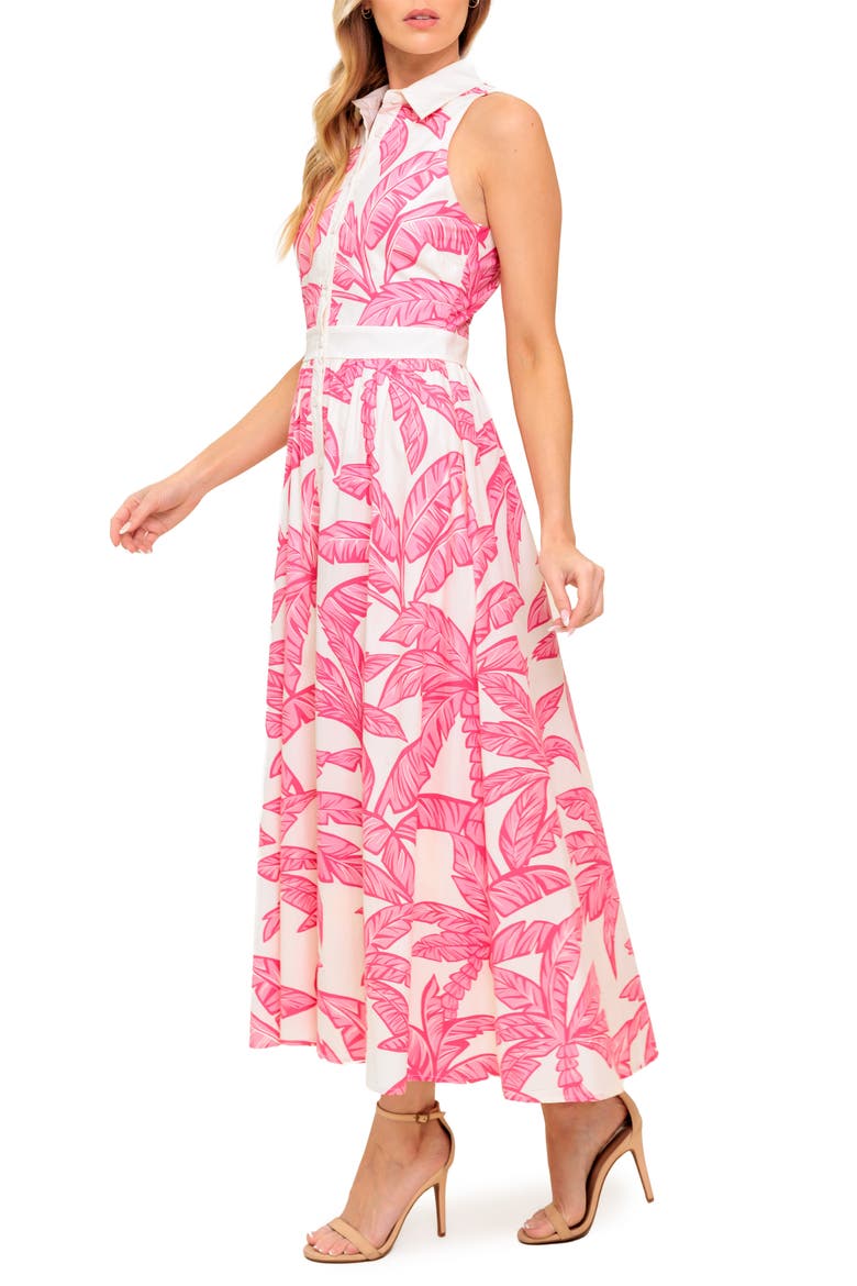 Trpoical Print Sleeveless Maxi Shirtdress, Alternate, color, IVORY PINK