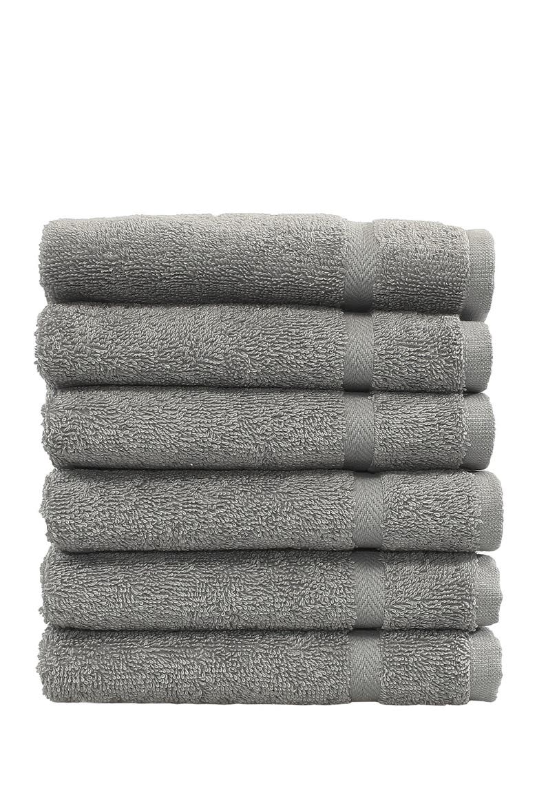 Denzi Washcloths - Set of 6 - Dark Grey, Main, color, DARK GREY