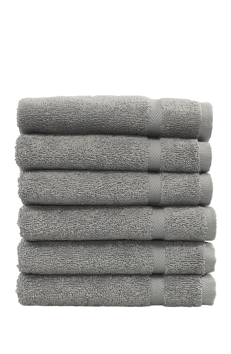 Linum Home Textiles Denzi Washcloths - Set of 6 - Dark Grey, Main, color, Dark Grey