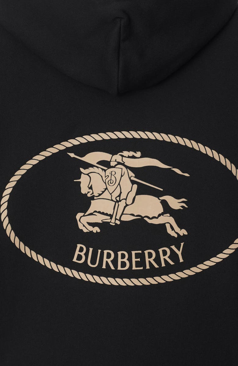 Burberry Equestrian Knight Design Stamp French Terry Hoodie, Alternate, color, Black