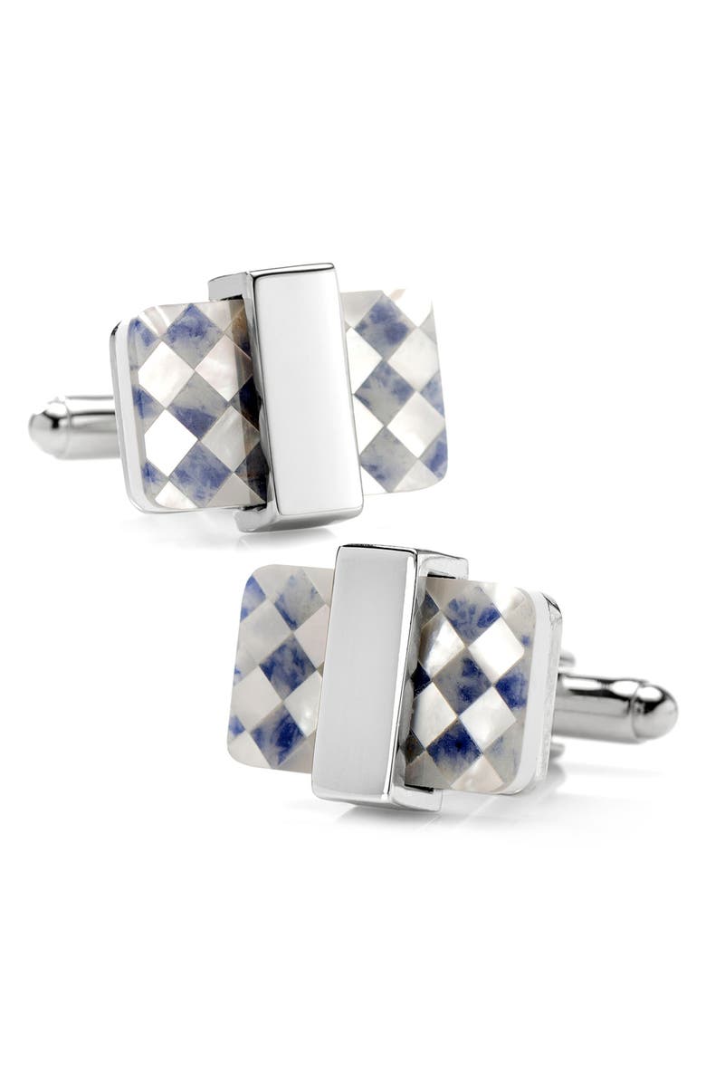 Cufflinks, Inc. Checkered Mother Of Pearl Cuff Links, Main, color, White