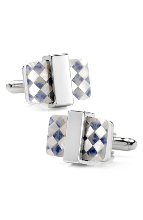 Checkered Mother Of Pearl Cuff Links