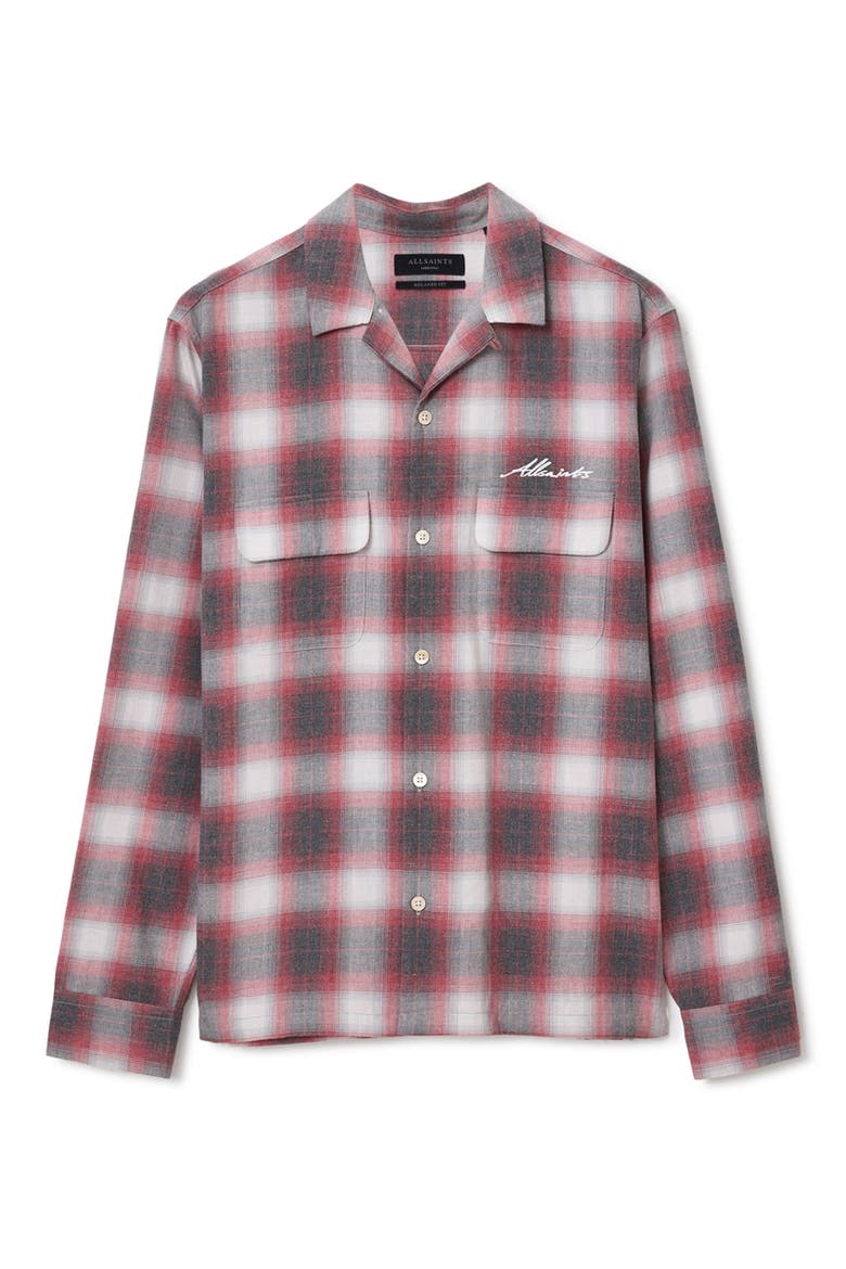 Shams Long Sleeve Button-Up Shirt, Alternate, color, CLARET RED