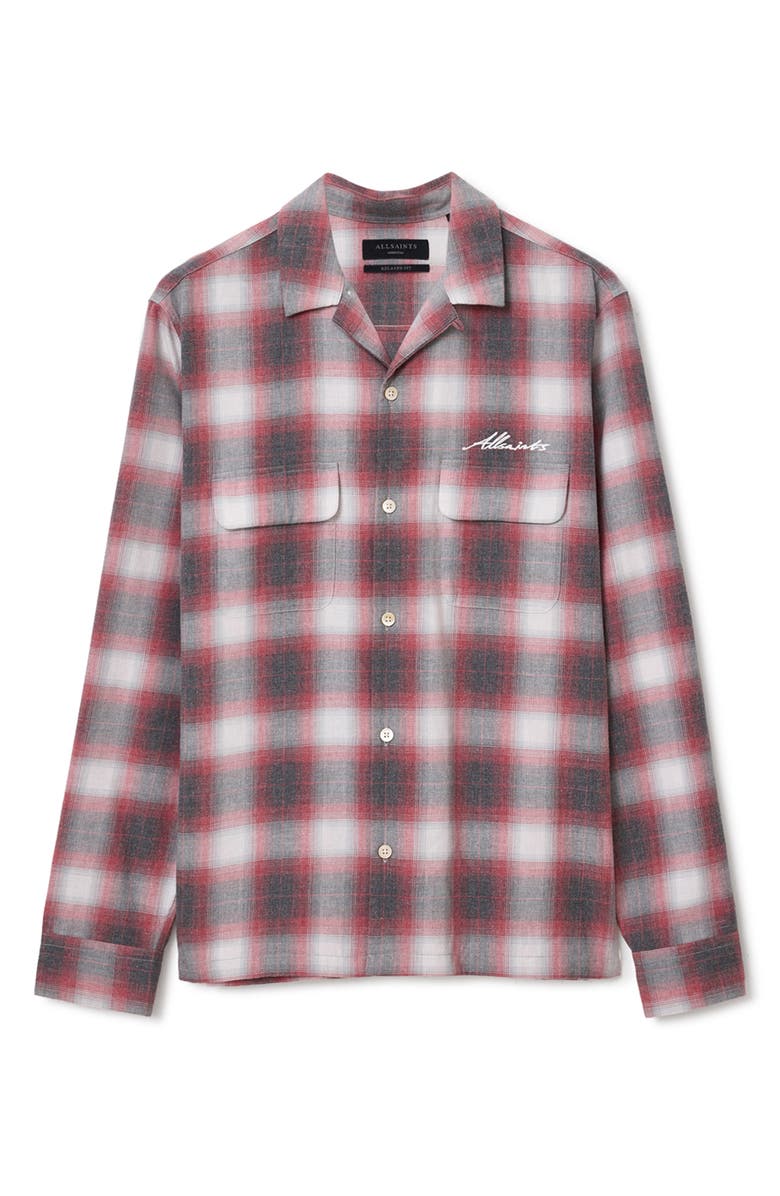 AllSaints Shams Long Sleeve Button-Up Shirt, Alternate, color, Claret Red