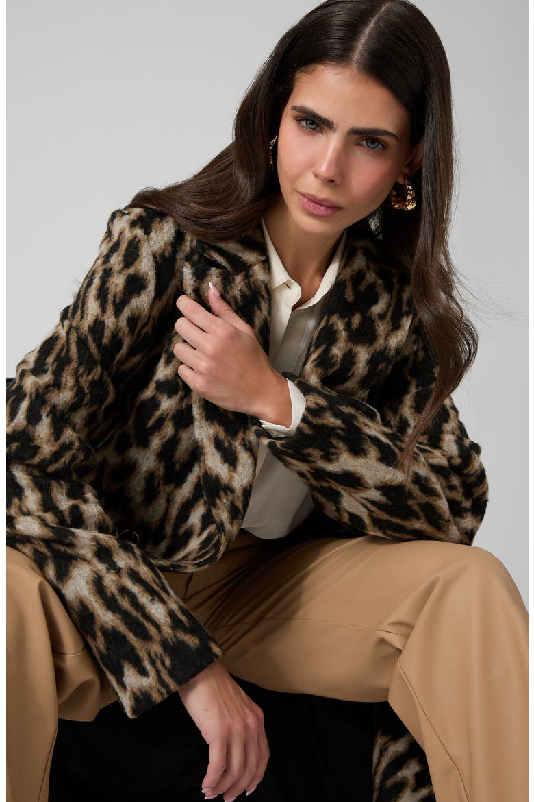 Sahaina Leopard Jacquard Coat, Alternate, color, GOLDEN FUR PRINT