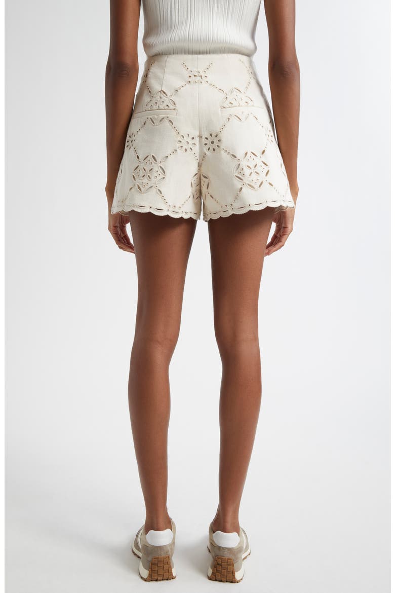 Jazmin High Waist Eyelet Embroidered Shorts, Alternate, color, ECRU