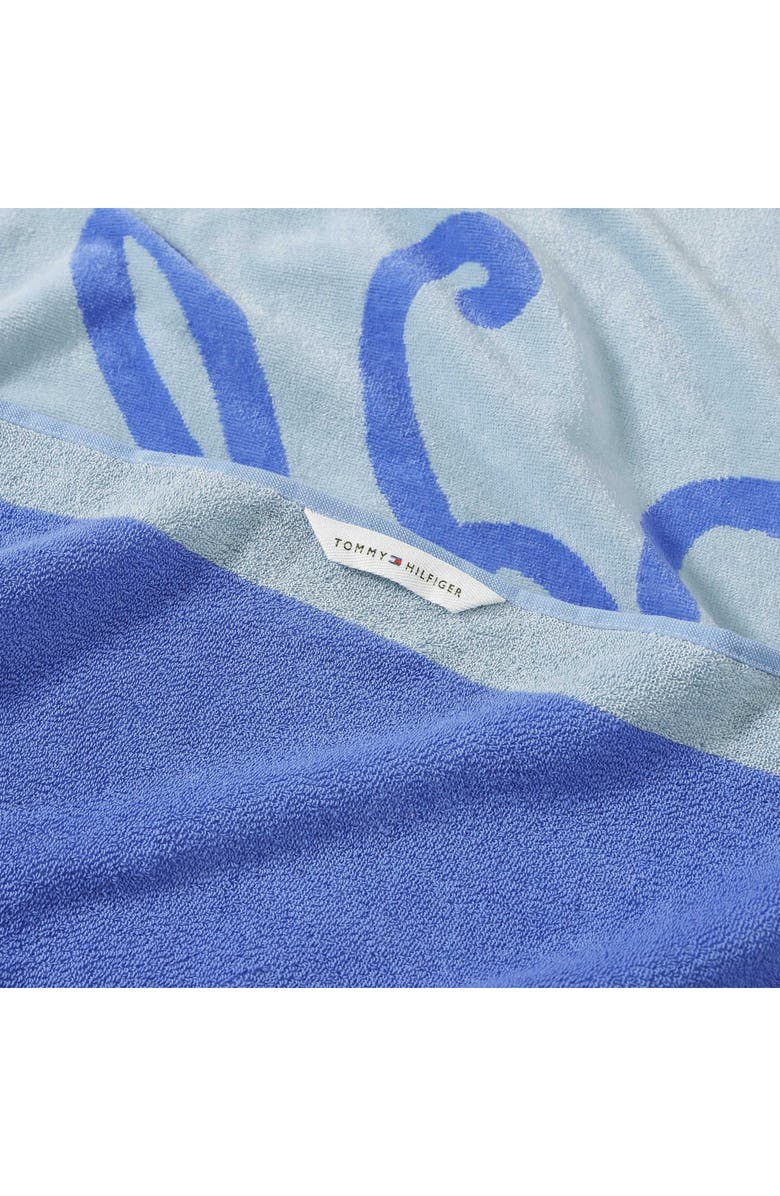 Tommy Hilfiger Colorblock Monogram Beach Towel, Alternate, color, Marine Blue/ True Blue