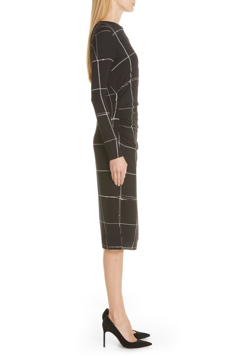 Esetta Windowpane Sheath Dress, Alternate, color, DRAWING LINE BLACK
