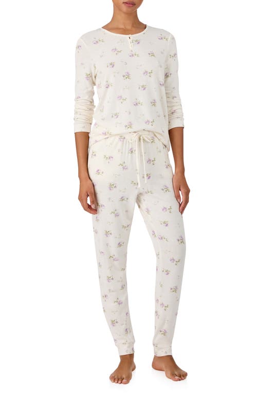 Ralph Lauren Floral Cotton-blend Henley Jogger Pj Set In Multi