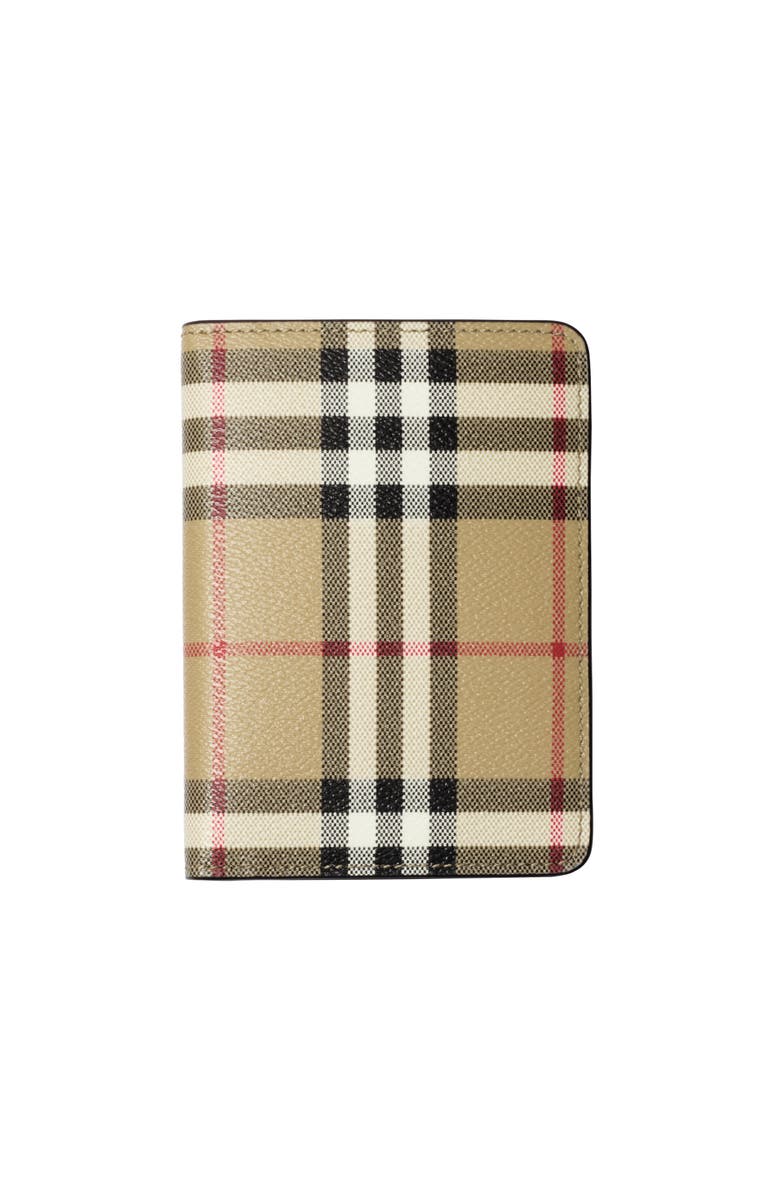 Burberry Check Passport Holder, Main, color, Archive Beige/Briar Brown