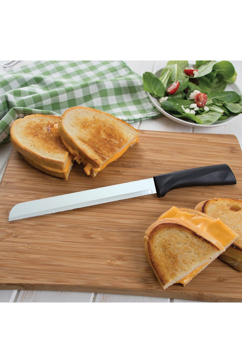 Cutlery 8-Inch Bread Knife Serrated Stainless Blade Anthem Wave Handle, Alternate, color, Black