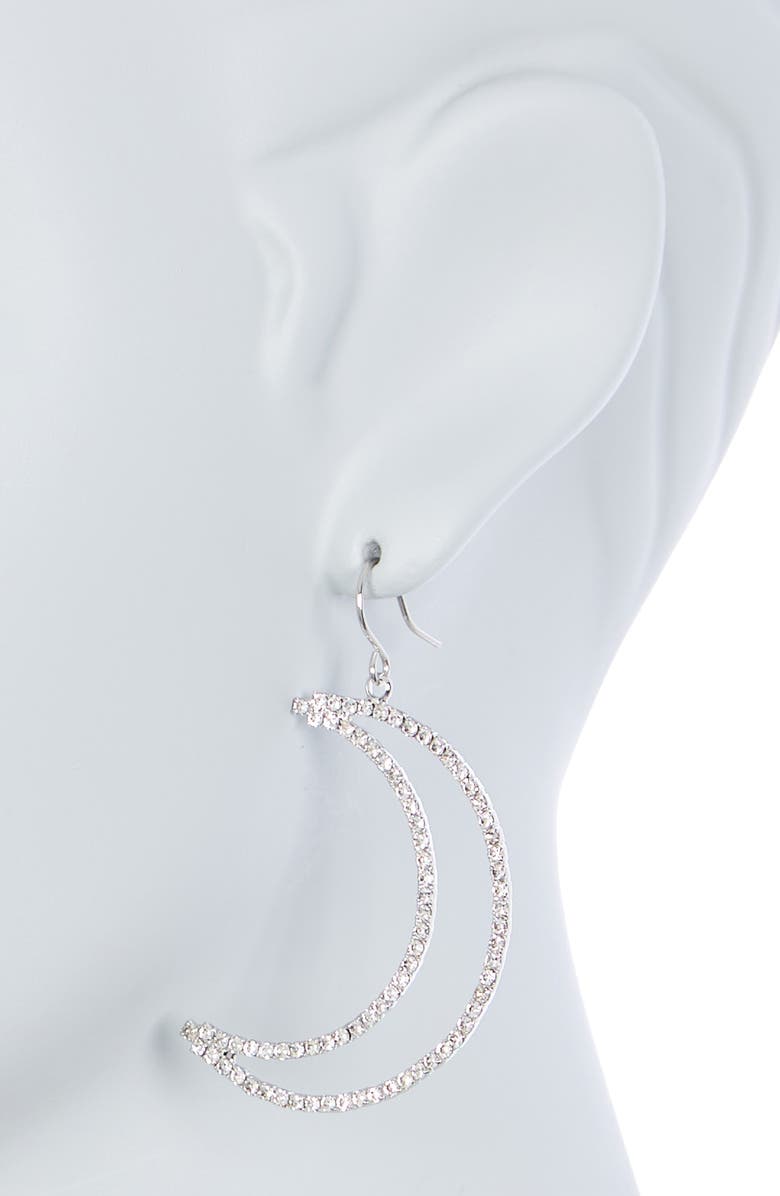 CRISTABELLE Crystal Open Crescent Moon Drop Earrings, Alternate, color, 