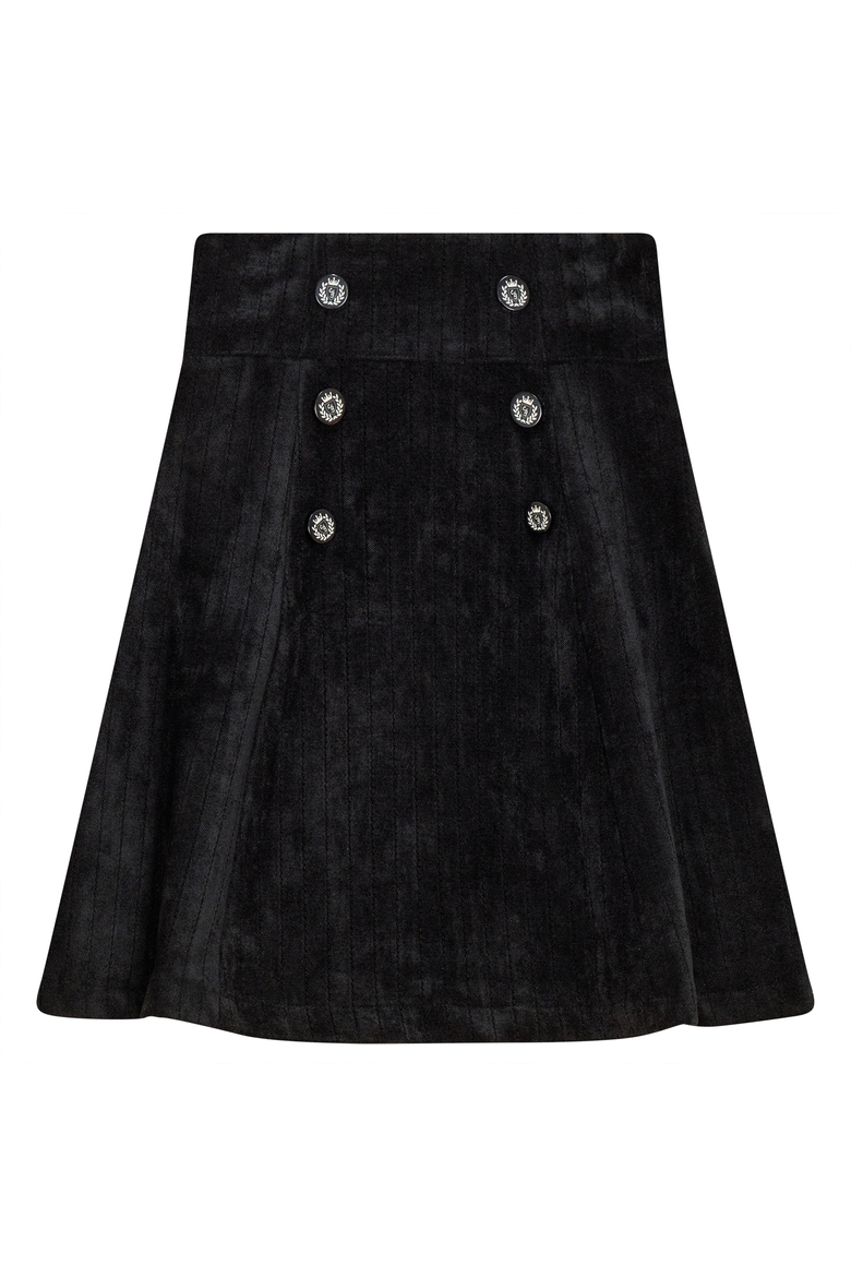 Stripe Velour Invisible Side Zipper Skirt, Main, color, Black