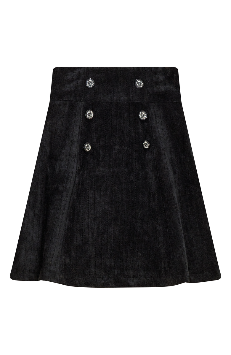 Charlotte & George Stripe Velour Invisible Side Zipper Skirt, Main, color, Black