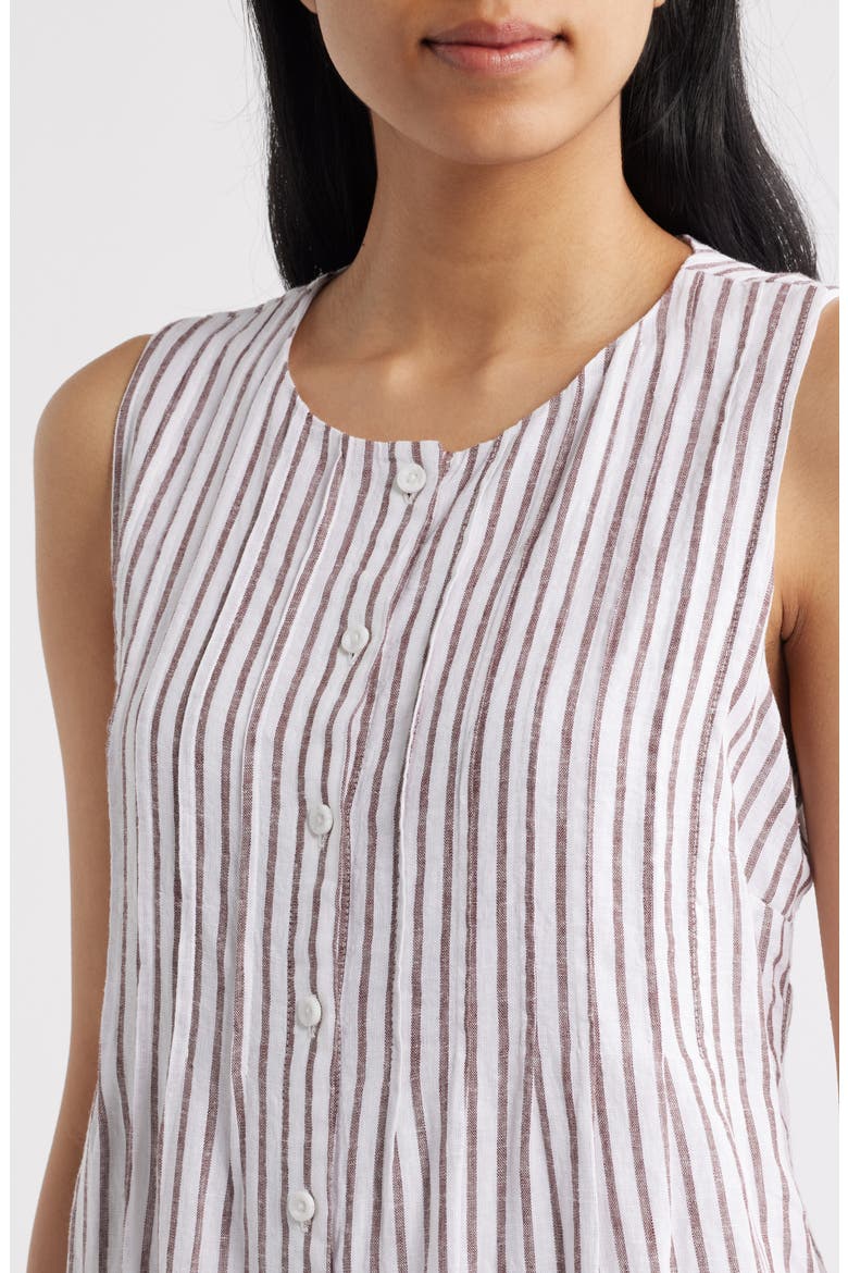 Pintuck Button Front Dress, Alternate, color, COCOA BROWN STRIPE
