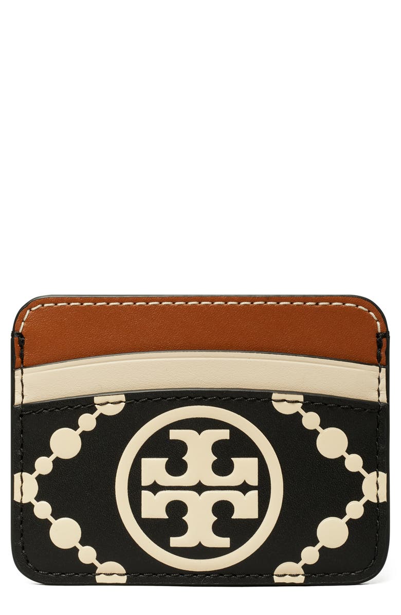 Tory Burch T Monogram Embossed Leather Card Case, Main, color, 