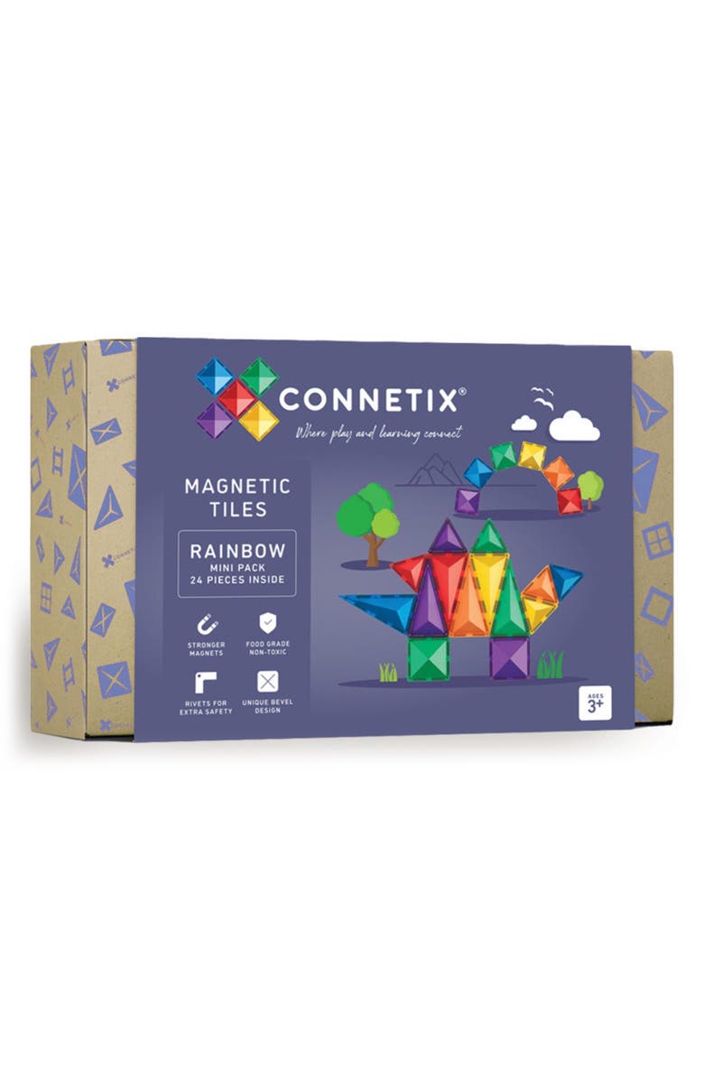 CONNETIX Kids' Rainbow Magnetic Tiles 24-Piece Mini Pack, Main, color, Rainbow