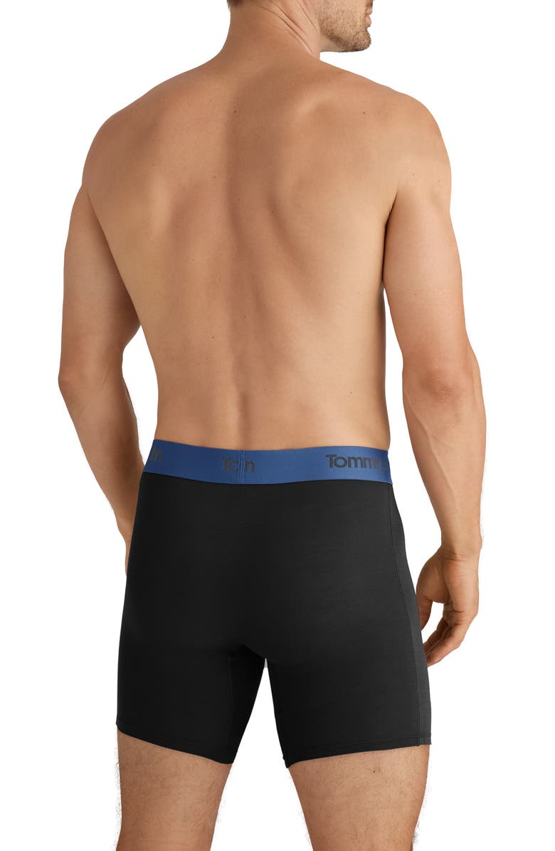 Tommy John Second Skin 6-Inch Boxer Briefs, Alternate, color, Black/ Blue Quartz Wb
