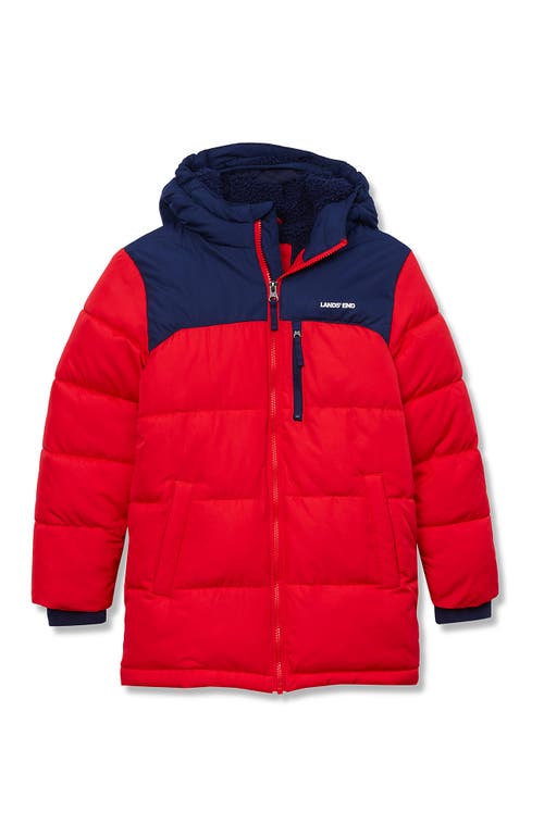 Lands' End Boys Water Resistant High Pile Lined Coat In Red