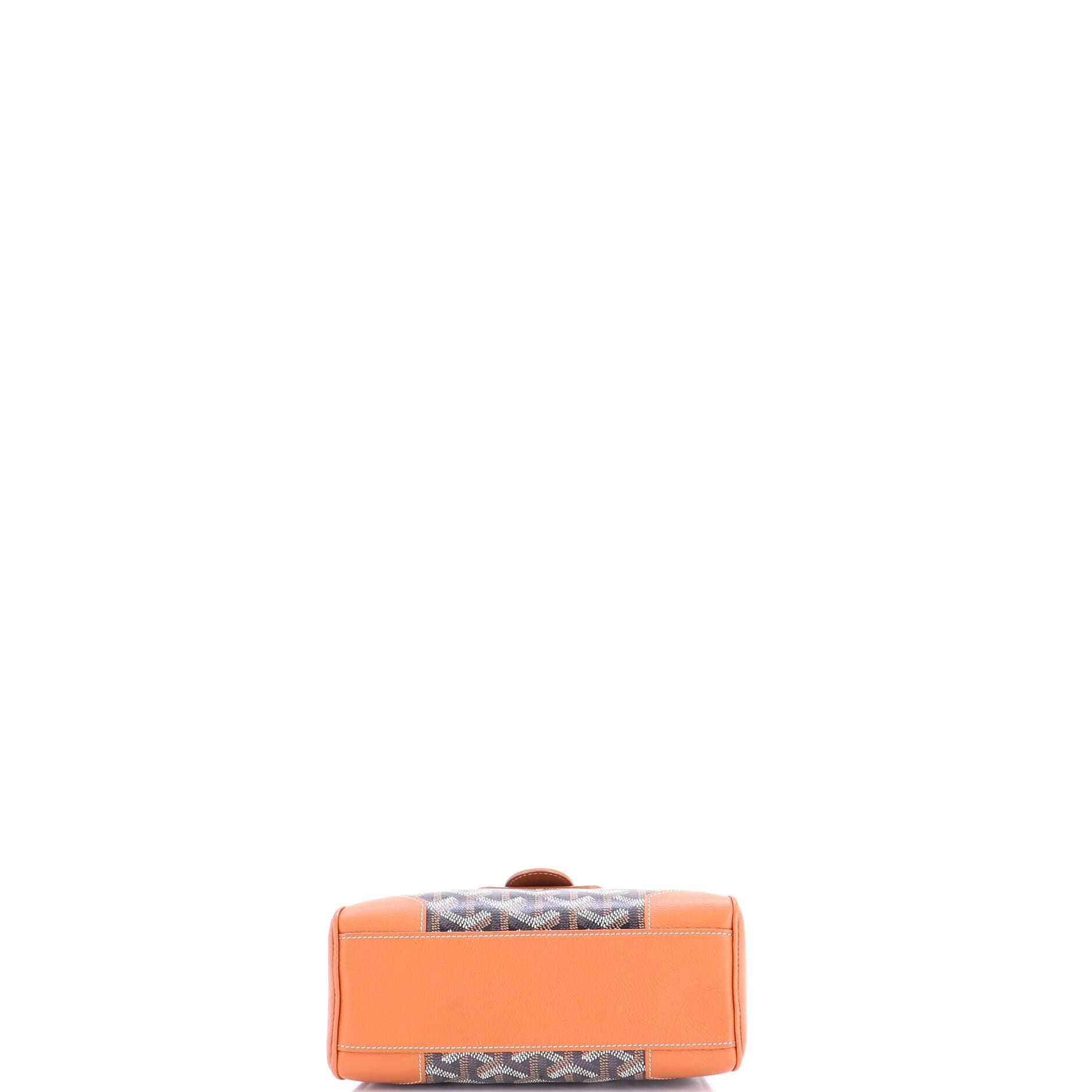 Pre-Owned Goyard Saigon Top Handle Bag Coated Canvas with Leather Mini, Alternate, color, Brown