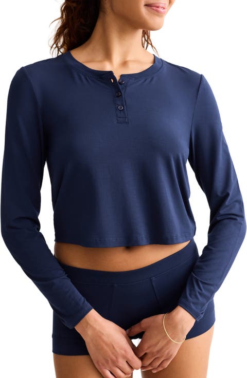 Henley Crop Pajama Top