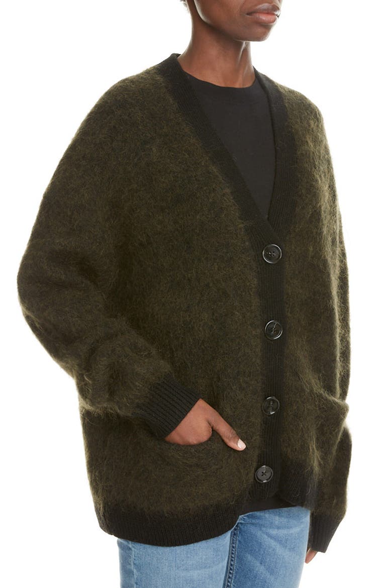 Rives Mohair & Wool Blend Cardigan, Alternate, color, BLACK/ OLIVE