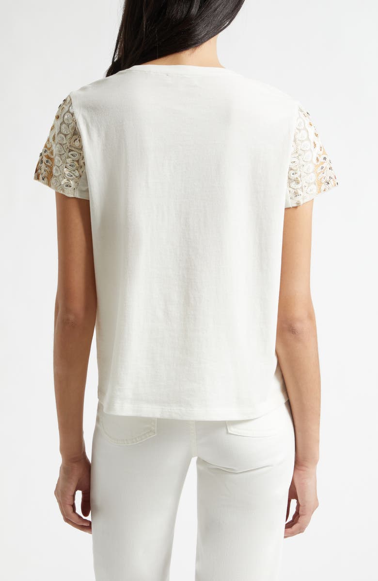 Ramy Brook Tyler Sequin Embroidery Detail Cotton T-Shirt, Alternate, color, Coffee Combo