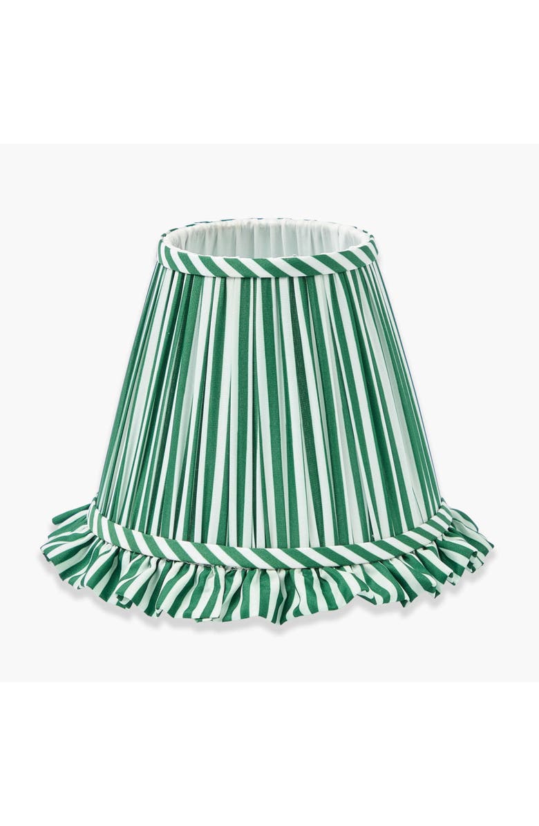 Mrs. Alice Forest Green Striped Ruffle Lampshade, Main, color, Green