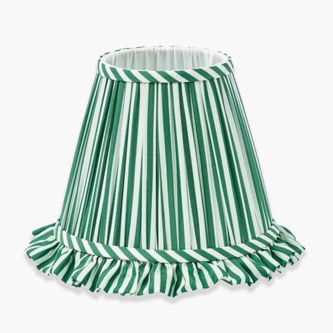 Forest Green Striped Ruffle Lampshade (18cm)