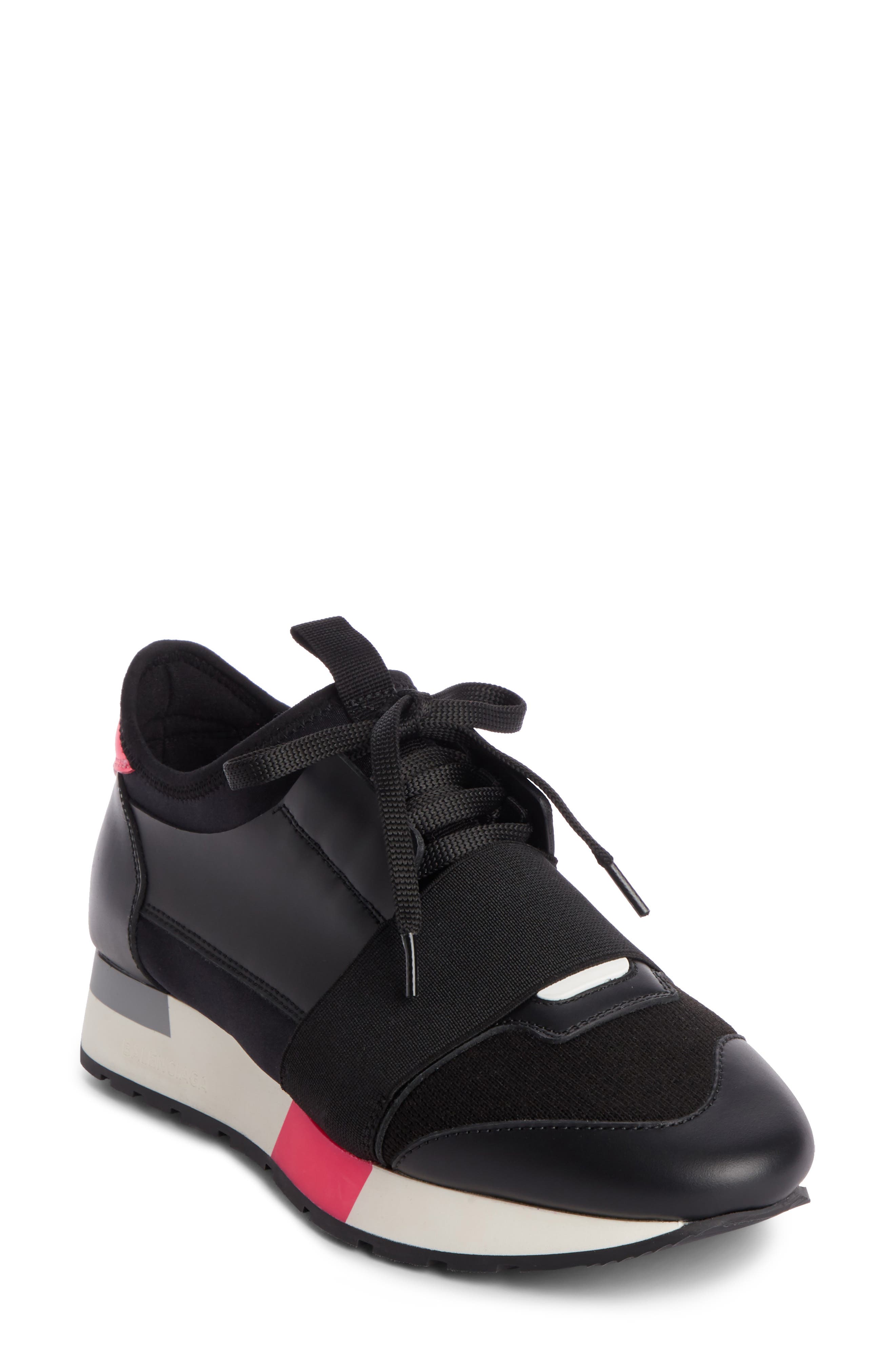 Lace-Up Sneaker, Main, color, BLACK/ PINK