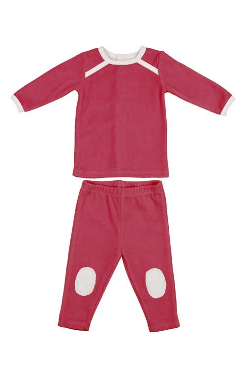 Maniere Manière Kids' Velour Patch Long Sleeve Top & Pants Set In Pink
