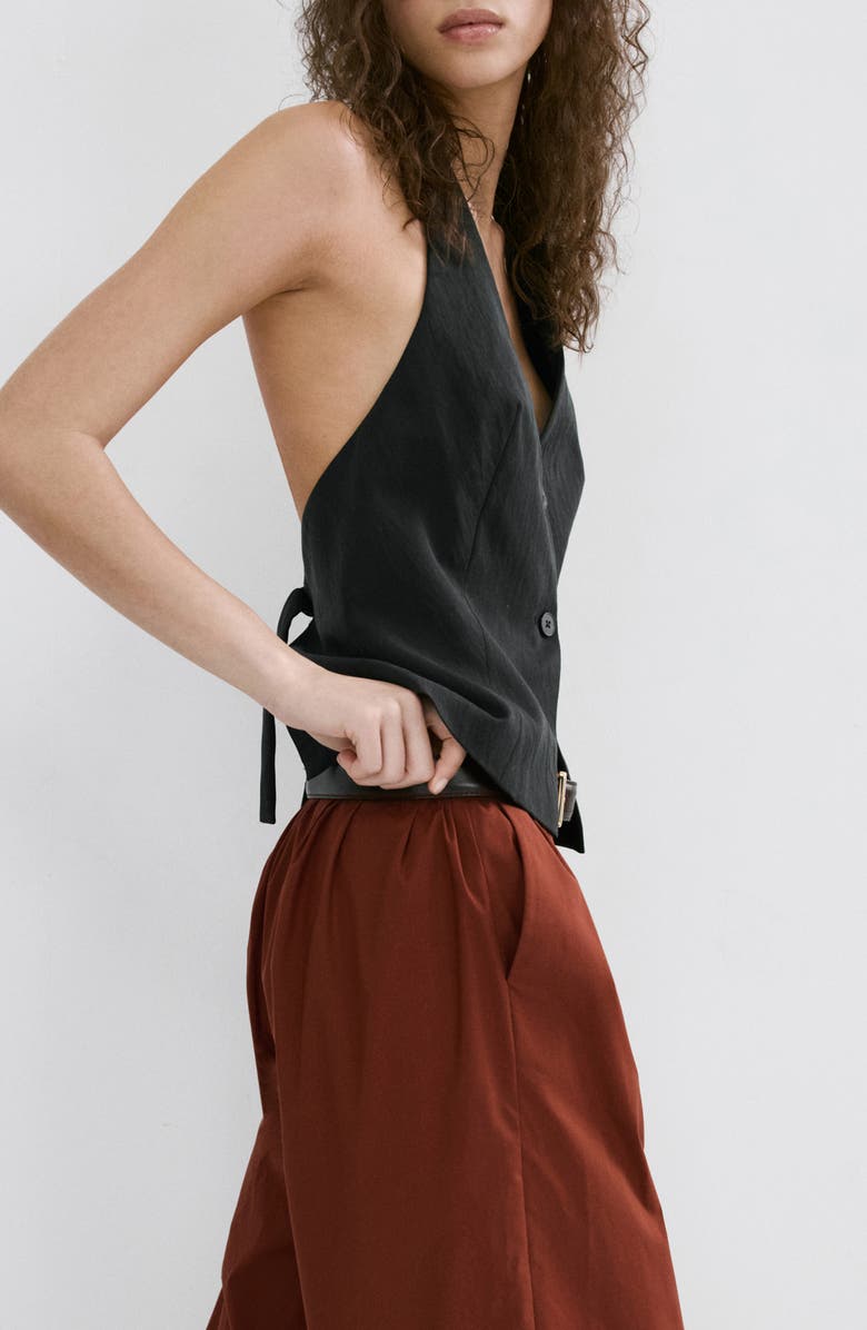 MANGO Halter Crop Vest, Alternate, color, Black