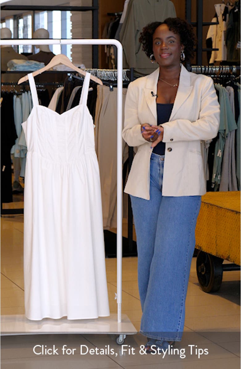 Structured Cotton Blend Midi Fit & Flare Dress, sales video thumbnail