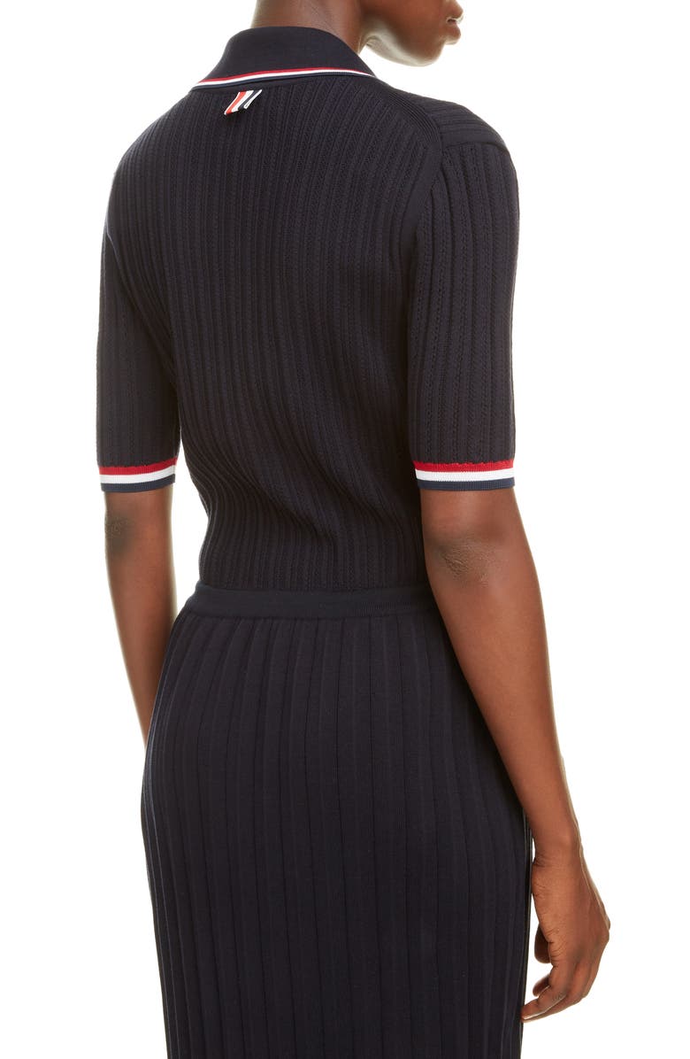 Thom Browne Ribbed Polo Midi Dress, Alternate, color, 